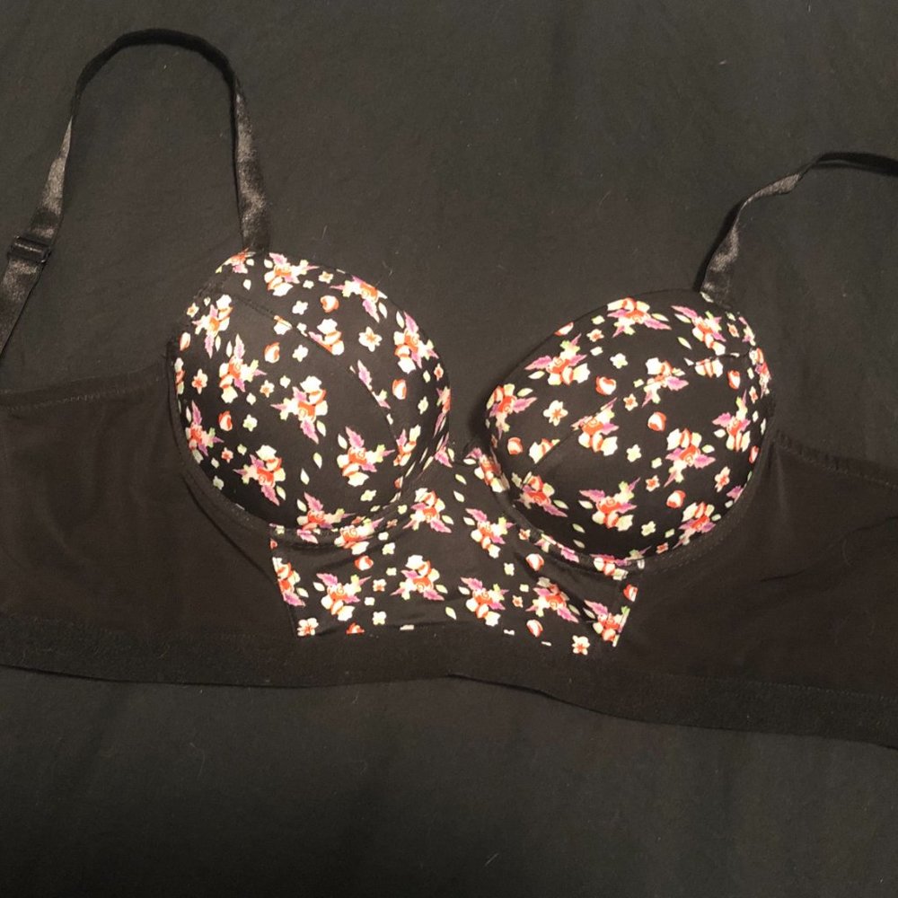 Black Sheer and Floral Crop Top